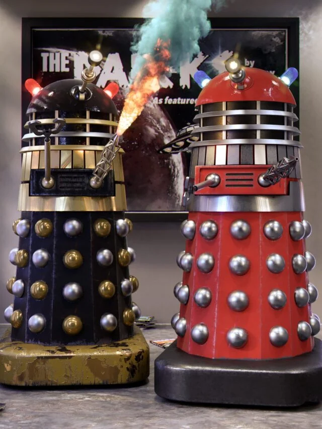 Black square Comic Dalek and Dalek Zeg - Doctor Who / Big Finish 3D Render by Phil Shaw