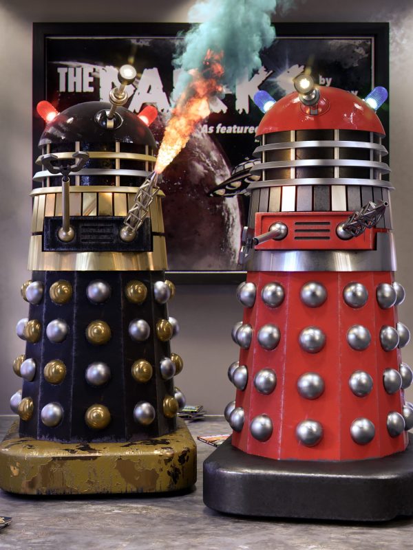 Black square Comic Dalek and Dalek Zeg - Doctor Who / Big Finish 3D Render by Phil Shaw